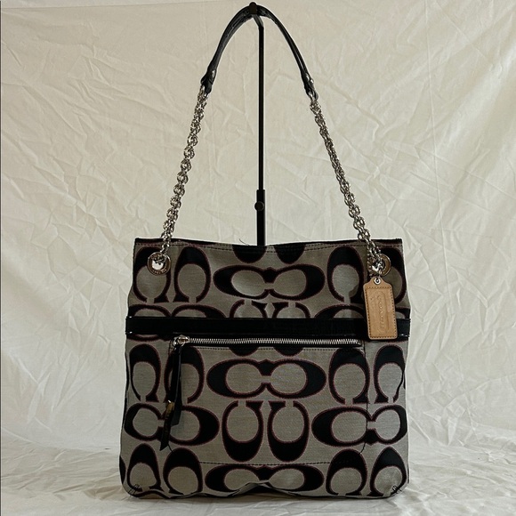 COACH 21161 POPPY Metallic Pink sparkle signature C ToTe Shoulder bag - Picture 1 of 12